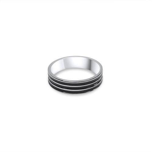 Steel Ring With Black Segments
