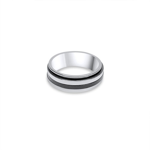 Steel Ring With Black Segments