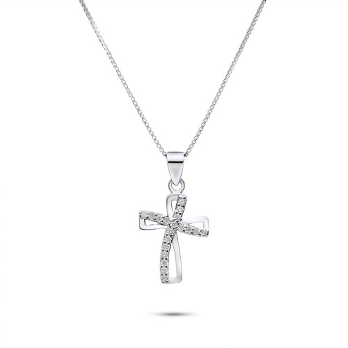 Cross Necklace With Zircon Stones