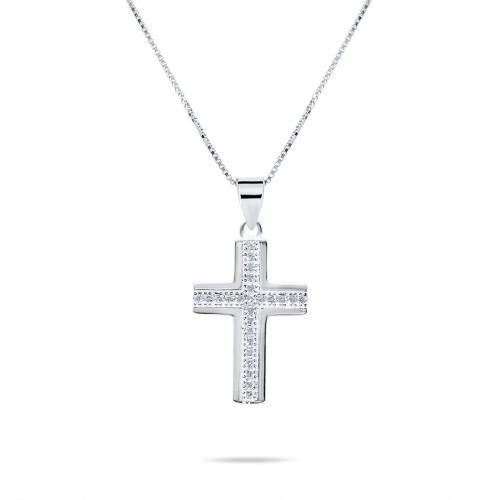 Cross Necklace With Zircon Stones