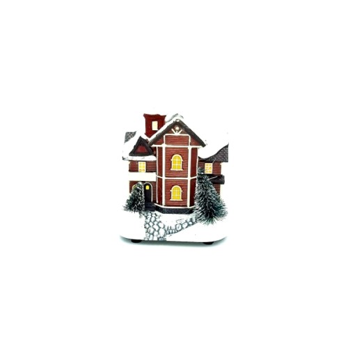 Christmas Snowy House With LED Light Brown Color - 3
