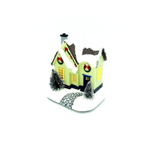 Christmas Snowy House With LED Light Yellow Color - 3