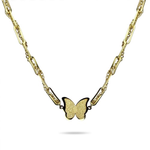 Κολιέ Επίχρυσο Ατσάλι Με Πεταλούδα