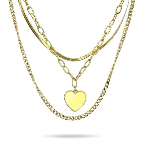 Τριπλό Κολιέ Επίχρυσο Ατσάλι